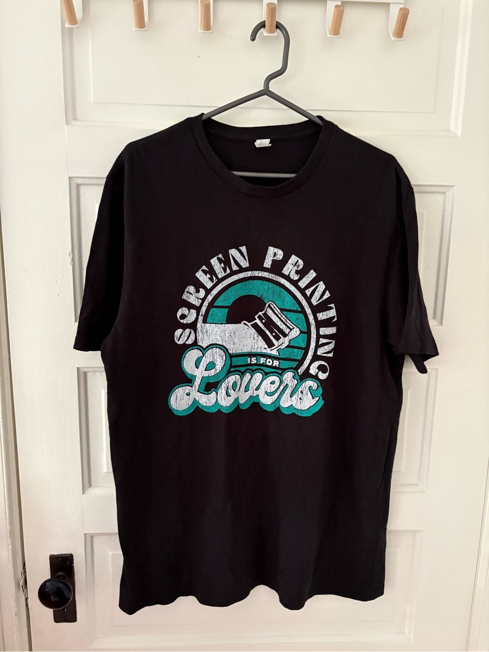 Screen Printing is for Lovers Graphic Band - Black with Teal & White Print